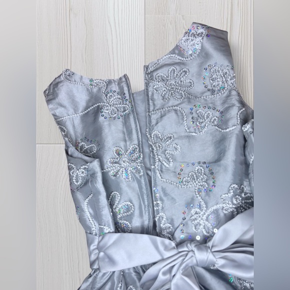 Girls Silver Sequin Formal Dress - Picture 5 of 9